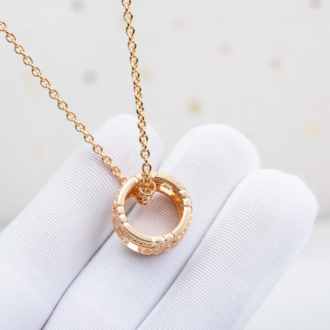 [Charm Aries Jewelry]PARENTESI NECKLACE PINK GOLD DIAMOND
