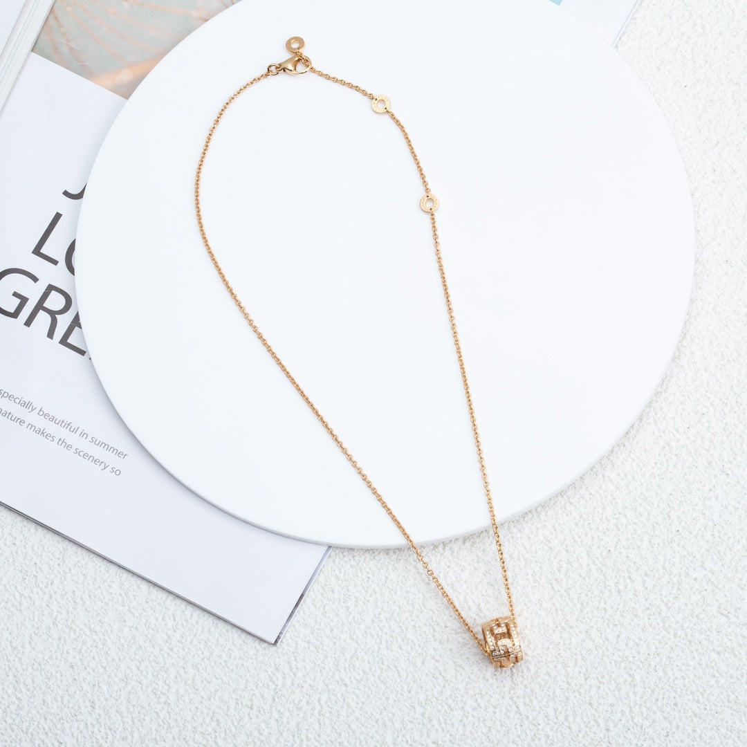 [Charm Aries Jewelry]PARENTESI NECKLACE PINK GOLD DIAMOND