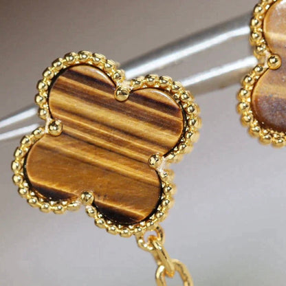 [Charm Aries Jewelry]CLOVER  2 MOTIF  TIGER EYE CARNELIAN EARRINGS