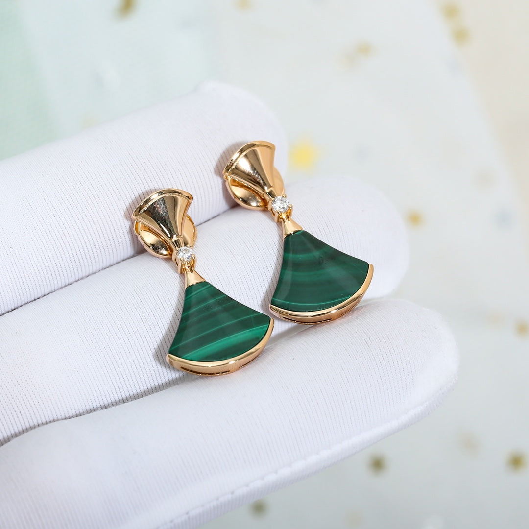 [Charm Aries Jewelry]DREAM MALACHITE PINK GOLD EARRINGS