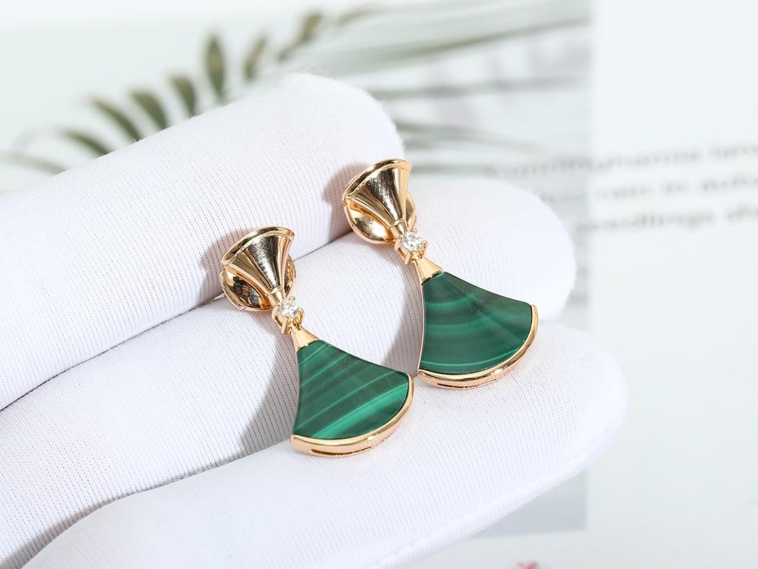 [Charm Aries Jewelry]DREAM MALACHITE PINK GOLD EARRINGS