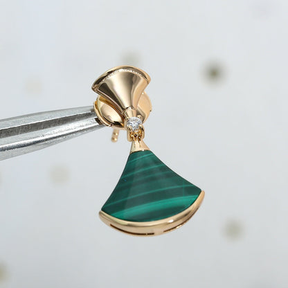 [Charm Aries Jewelry]DREAM MALACHITE PINK GOLD EARRINGS