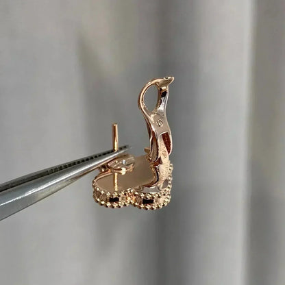 [Charm Aries Jewelry]CLOVER MEDIUM 1 MOTIFS  PINK MOP DIAMOND EARRINGS