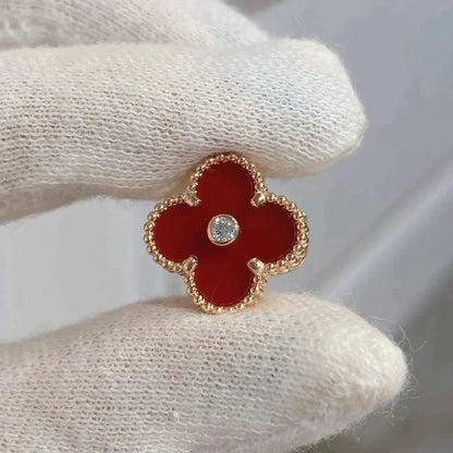 [Charm Aries Jewelry]CLOVER MEDIUM 1 MOTIFS CARNELIAN  DIAMOND earrings