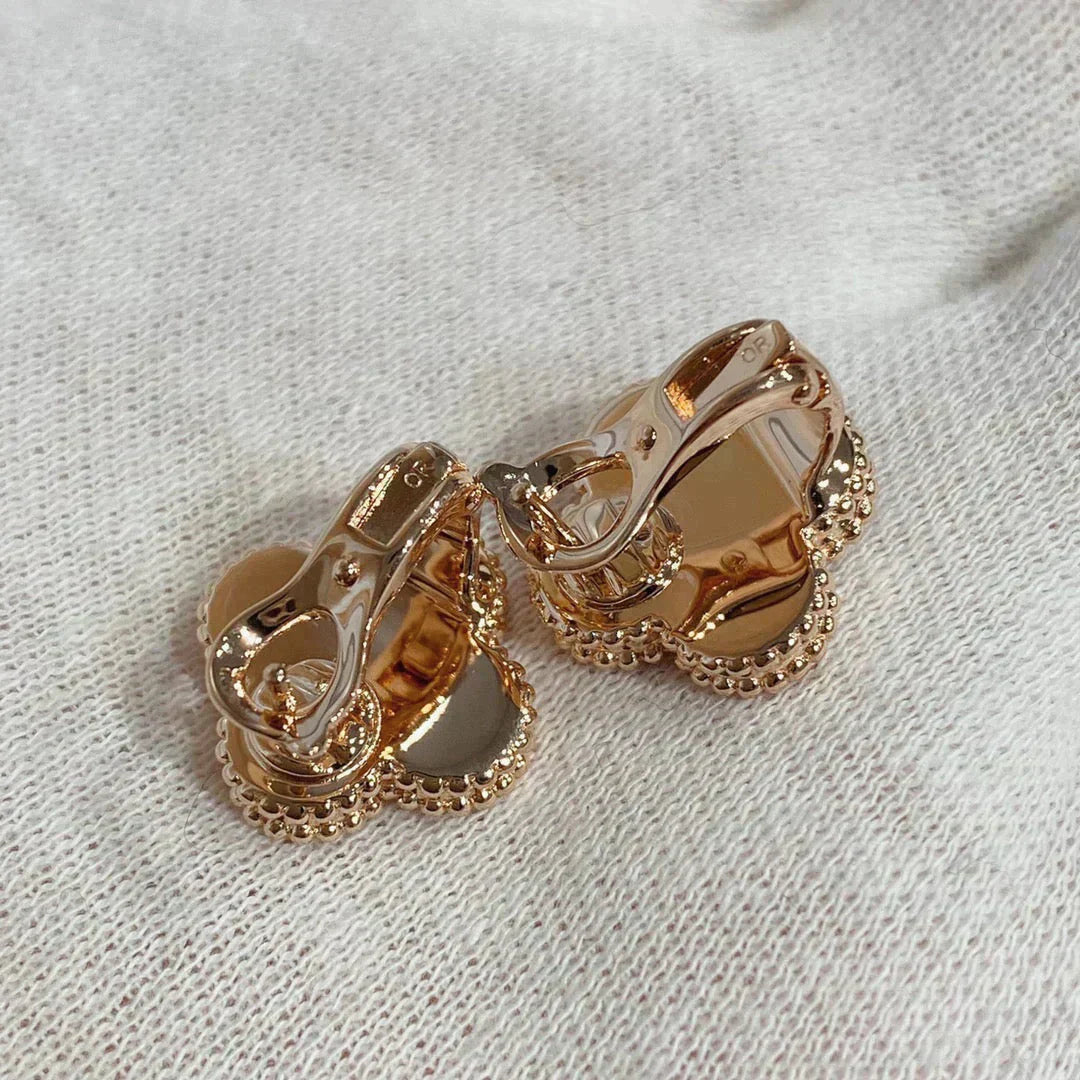 [Charm Aries Jewelry]CLOVER MEDIUM 1 MOTIFS CARNELIAN  DIAMOND earrings