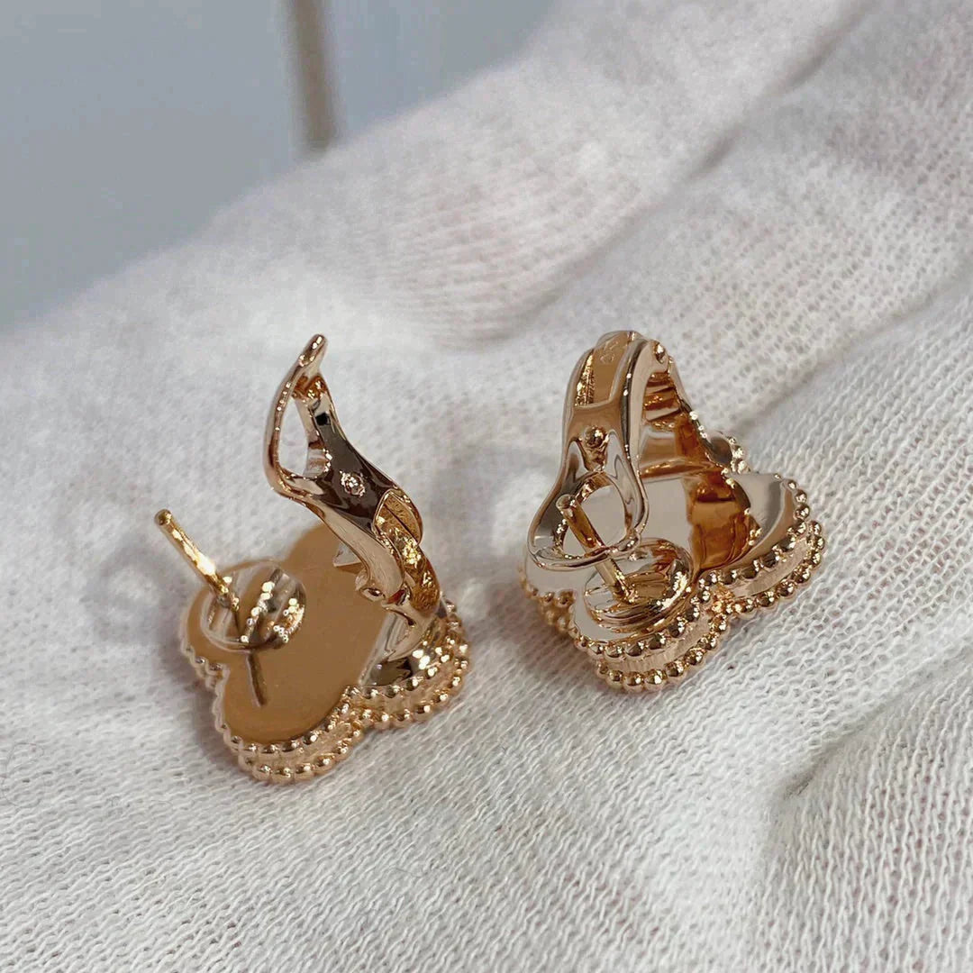 [Charm Aries Jewelry]CLOVER MEDIUM 1 MOTIFS CARNELIAN  DIAMOND earrings