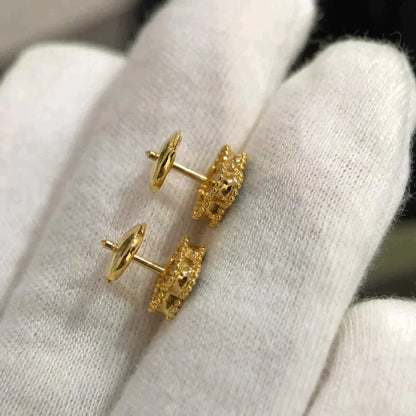 [Charm Aries Jewelry]CLOVER MINI 9.5MM MALACHITE  EARRINGS