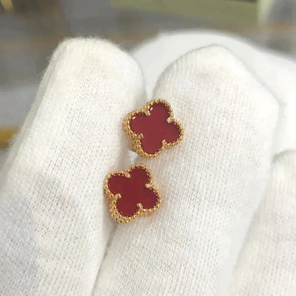 [Charm Aries Jewelry]CLOVER MINI 9.5MM CARNELIAN EARRINGS