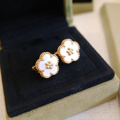 [Charm Aries Jewelry]LUCKY PINK GOLD WHITE MOP EARRINGS