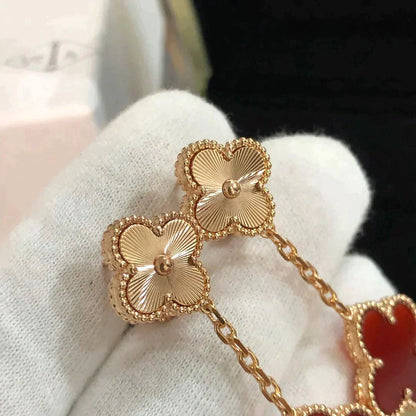 [Charm Aries Jewelry]CLOVER 2 MOTIF  LASER CARNELIAN EARRINGS