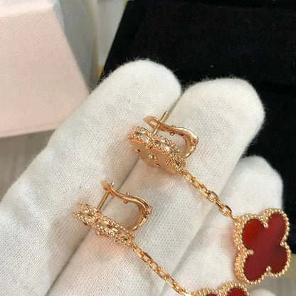 [Charm Aries Jewelry]CLOVER 2 MOTIF  LASER CARNELIAN EARRINGS