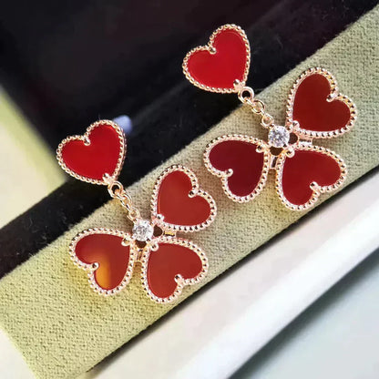 [Charm Aries Jewelry]SWEET CLOVER CARNELIAN EARRINGS