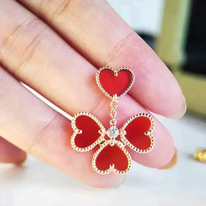 [Charm Aries Jewelry]SWEET CLOVER CARNELIAN EARRINGS