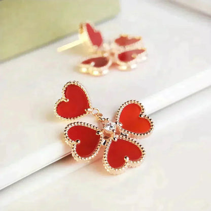 [Charm Aries Jewelry]SWEET CLOVER CARNELIAN EARRINGS