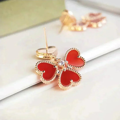 [Charm Aries Jewelry]SWEET CLOVER CARNELIAN EARRINGS