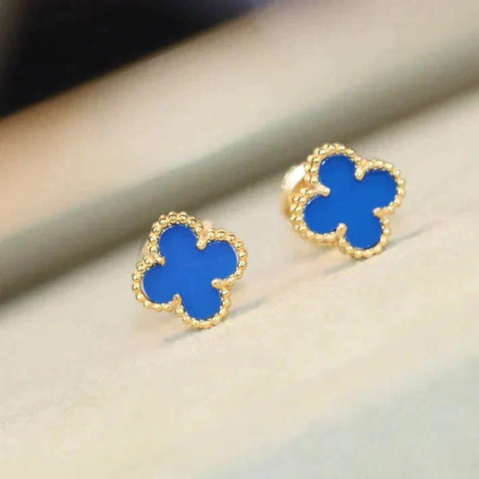 [Charm Aries Jewelry]CLOVER MINI 9.5MM TURQUOISE EARRINGS