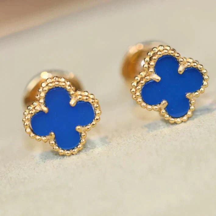 [Charm Aries Jewelry]CLOVER MINI 9.5MM TURQUOISE EARRINGS
