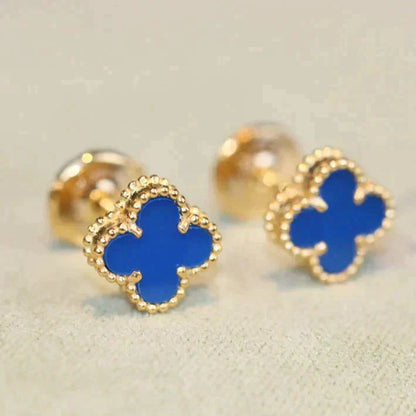 [Charm Aries Jewelry]CLOVER MINI 9.5MM TURQUOISE EARRINGS