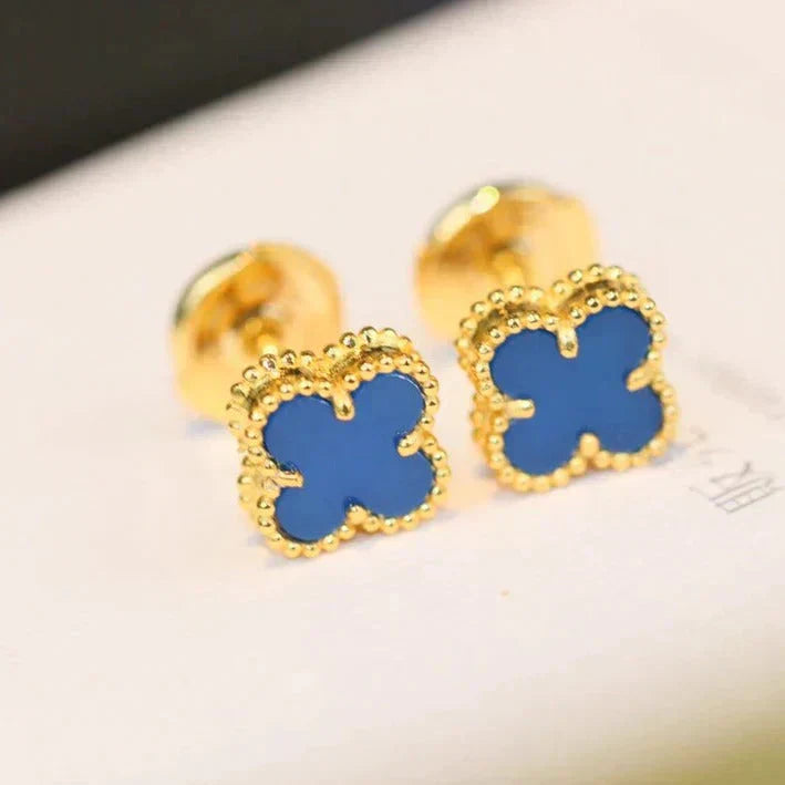 [Charm Aries Jewelry]CLOVER MINI 9.5MM TURQUOISE EARRINGS