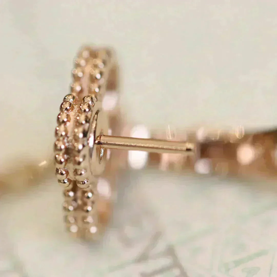 [Charm Aries Jewelry]CLOVER MEDIUM 1 MOTIFS FUll DIAMOND EARRINGS