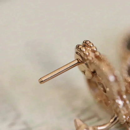[Charm Aries Jewelry]CLOVER MEDIUM 1 MOTIFS FUll DIAMOND EARRINGS