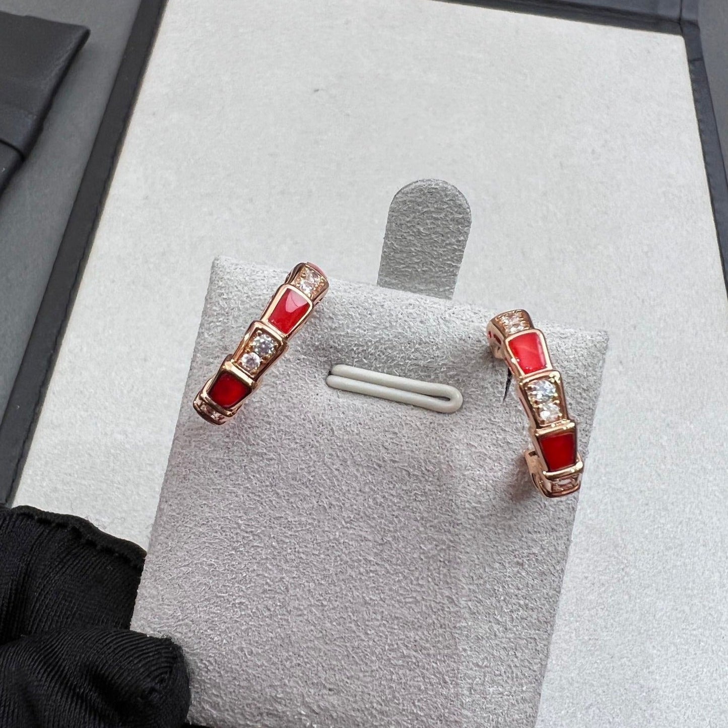 [Charm Aries Jewelry]SERPENTI CARNELIAN PINK GOLD EARRINGS