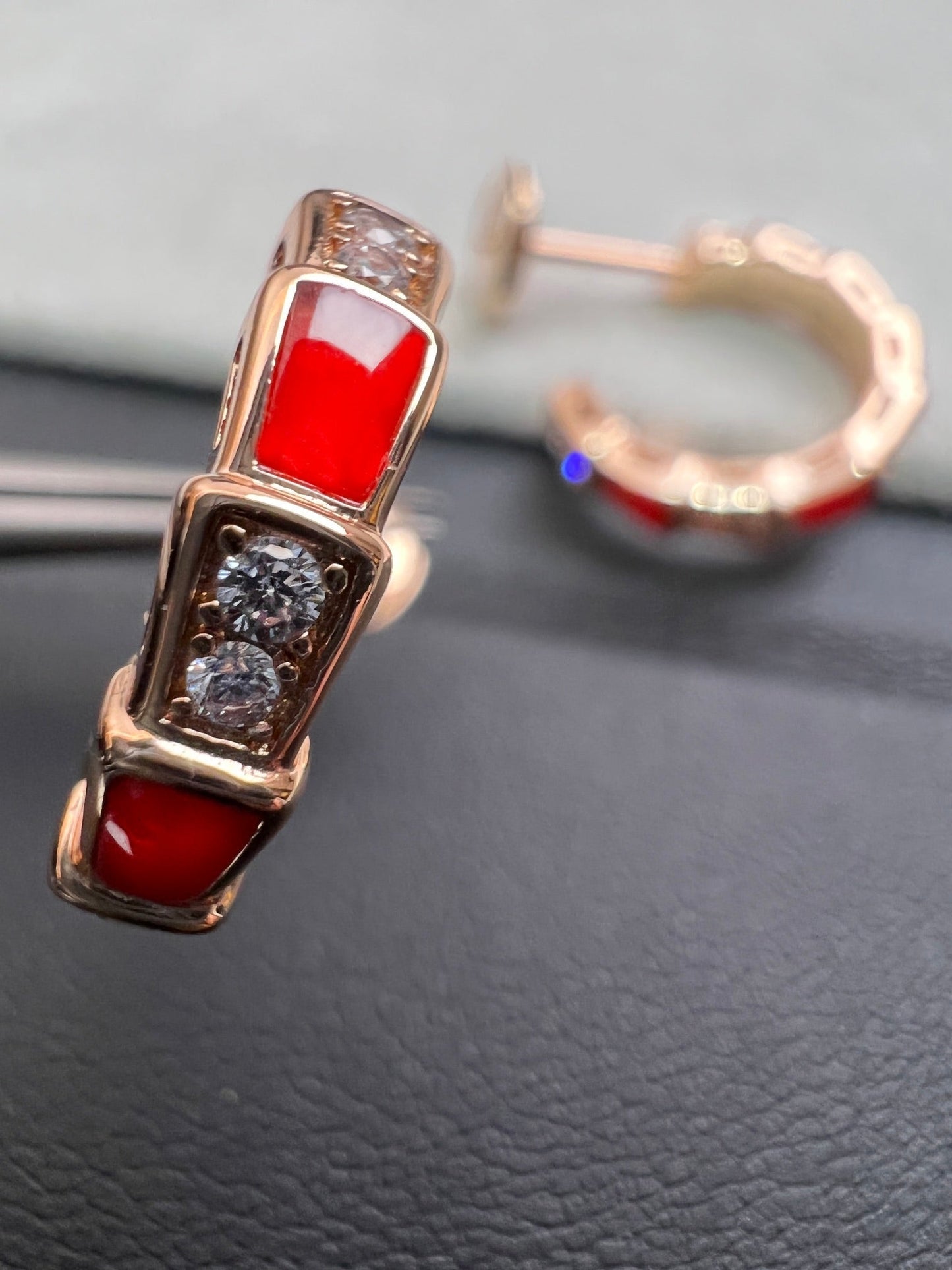 [Charm Aries Jewelry]SERPENTI CARNELIAN PINK GOLD EARRINGS