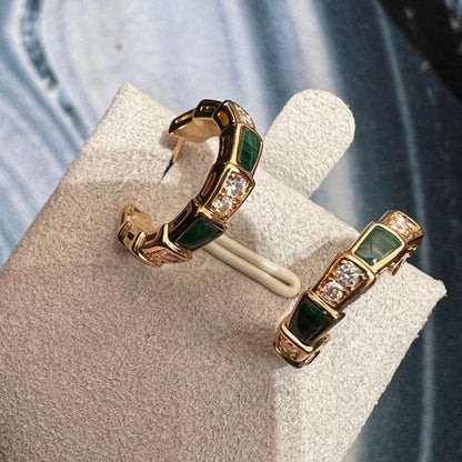 [Charm Aries Jewelry]SERPENTI MALACHITE PINK GOLD EARRINGS