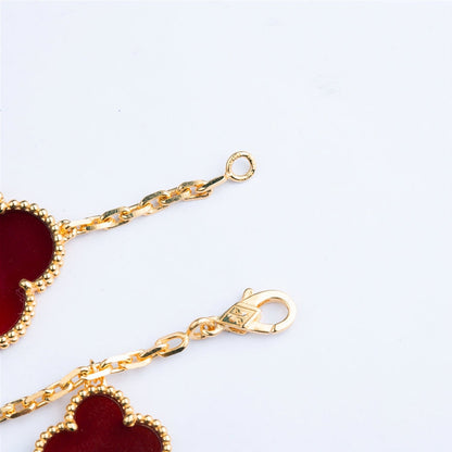 [Charm Aries Jewelry]CLOVER BRACELET 5 MOTIFS CARNELIAN TIGER EYE