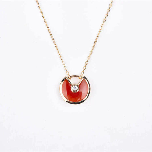 [Charm Aries Jewelry]AMULETTE GOLD CARNELIAN ONYX NECKLACE