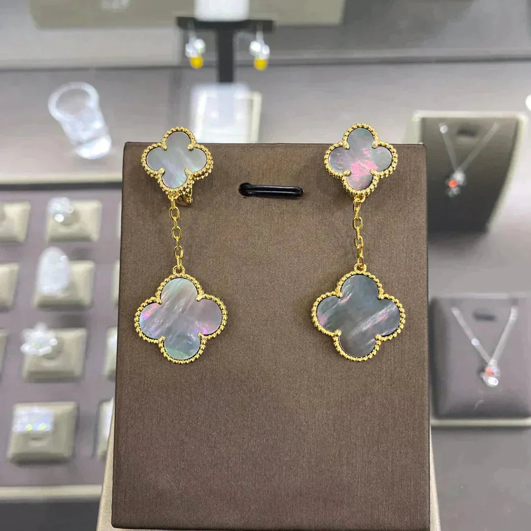[Charm Aries Jewelry]CLOVER 2 MOTIFS  EARRINGS (MULTIPLE CHOICESC