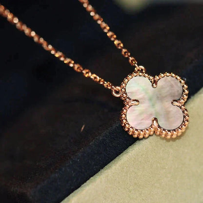 [Charm Aries Jewelry]CLOVER 15MM  GRAY MOTHER OF PEARL NECKLACE