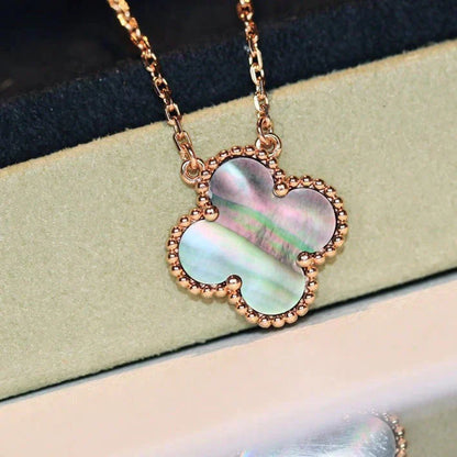 [Charm Aries Jewelry]CLOVER 15MM  GRAY MOTHER OF PEARL NECKLACE