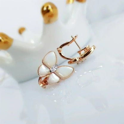 [Charm Aries Jewelry]BUTTERFLY MOP DIAMOND EARRINGS