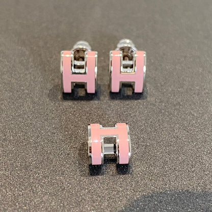 [Charm Aries Jewelry]MINI POP H SILVER EARRINGS PINK