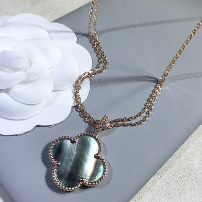 [Charm Aries Jewelry]CLOVER 25MM GOLD DARK MOP BIG CLOVER NECKLACE