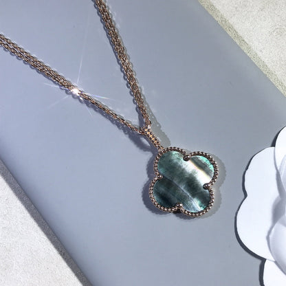[Charm Aries Jewelry]CLOVER 25MM GOLD DARK MOP BIG CLOVER NECKLACE