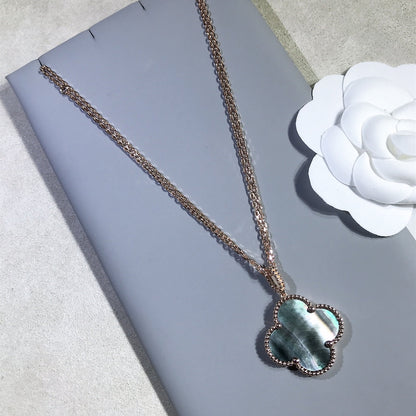[Charm Aries Jewelry]CLOVER 25MM GOLD DARK MOP BIG CLOVER NECKLACE
