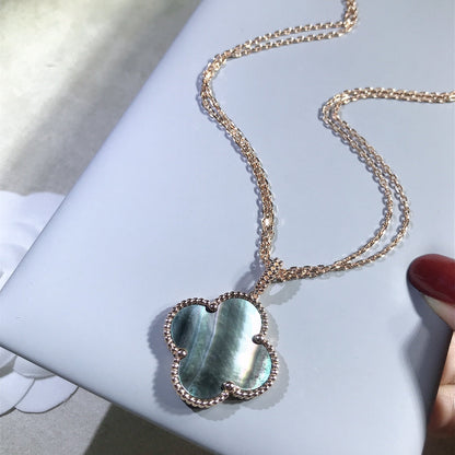 [Charm Aries Jewelry]CLOVER 25MM GOLD DARK MOP BIG CLOVER NECKLACE