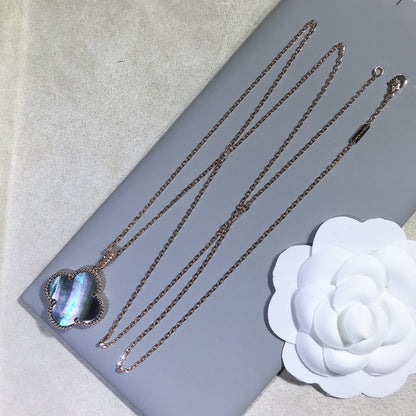 [Charm Aries Jewelry]CLOVER 25MM GOLD DARK MOP BIG CLOVER NECKLACE