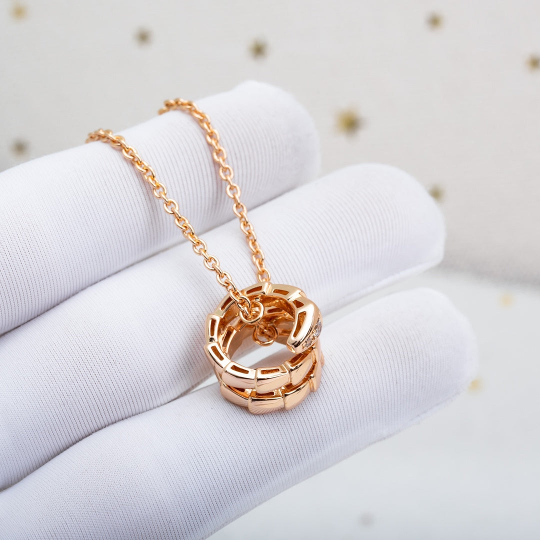 [Charm Aries Jewelry]SERPENTI PINK GOLD NECKLACE DIAMOND