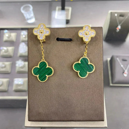 [Charm Aries Jewelry]CLOVER  2 MOTIFS  DIAMOND  EARRINGS (MULTIPLE CHOICESç´