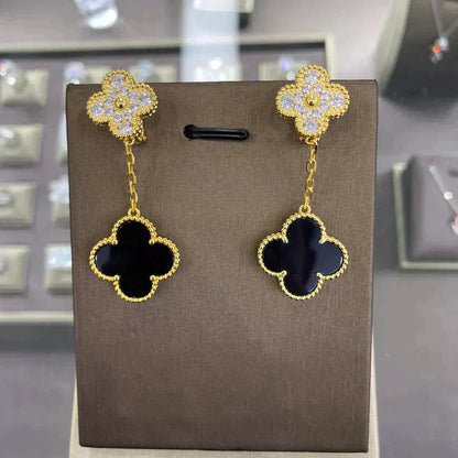 [Charm Aries Jewelry]CLOVER  2 MOTIFS  DIAMOND  EARRINGS (MULTIPLE CHOICESç´