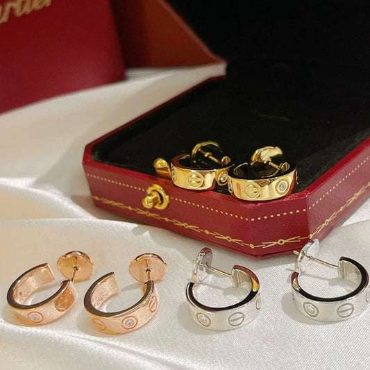 [Charm Aries Jewelry]LOVE EARRINGS 5.7MM 2 DIAMONDS