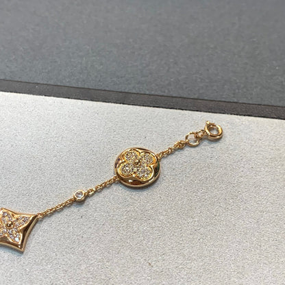 [Charm Aries Jewelry]STAR AND SUN 4 MOTIFS GOLD DIAMONDS BRACELET