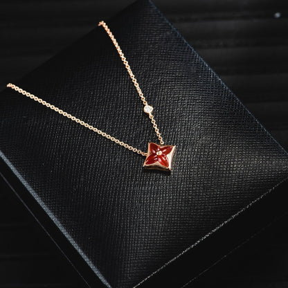 [Charm Aries Jewelry]STAR NECKLACE PINK GOLD 1 DIAMOND