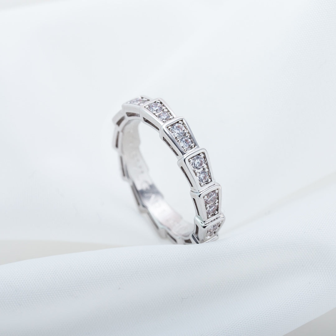 [Charm Aries Jewelry]SERPENTI RING SILVER DIAMOND PAVED 3MM