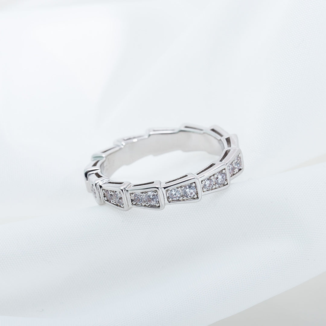 [Charm Aries Jewelry]SERPENTI RING SILVER DIAMOND PAVED 3MM