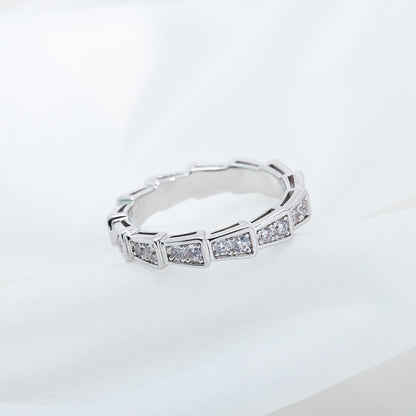 [Charm Aries Jewelry]SERPENTI RING SILVER DIAMOND PAVED 3MM