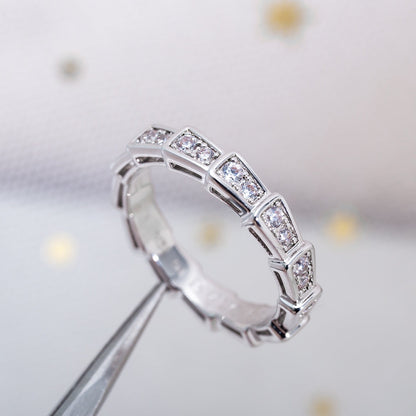 [Charm Aries Jewelry]SERPENTI RING SILVER DIAMOND PAVED 3MM